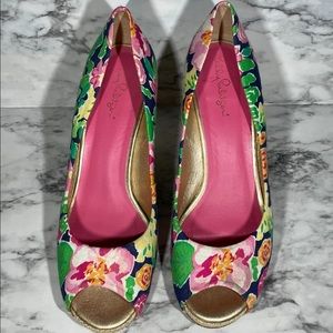 Lilly Pulitzer beautiful floral espadrilles wedges, sandals